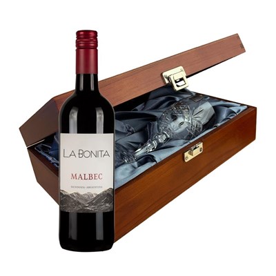 La Bonita Malbec 75cl Red Wine In Luxury Box With Royal Scot Wine Glass